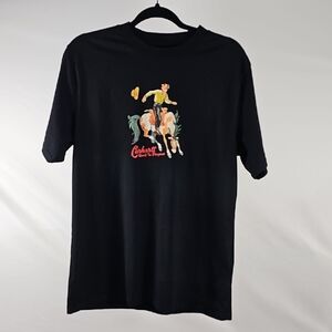 Carhartt Black Short-Sleeve Tee with Colorful Rodeo Rider Graphic